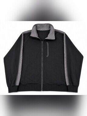 Lululemon Men’s Large Black Track Jacket Full Zip Gray Accent Athletic
